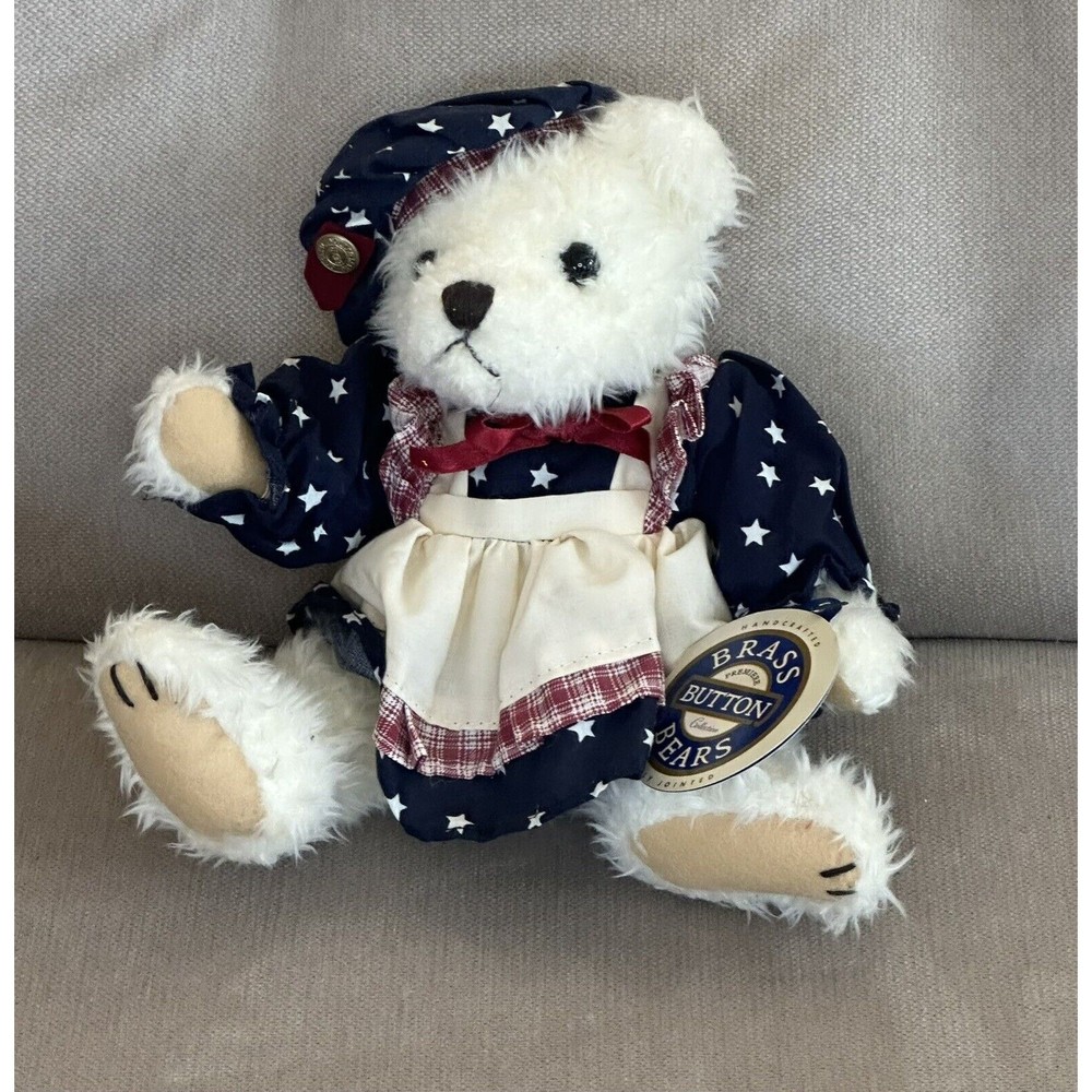 Brass Button Bear Premier Collection 1996 Opal Patriotic 4th of July Collectible